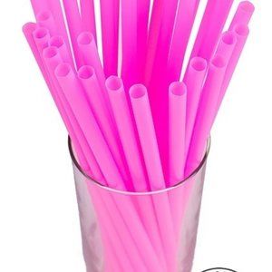 NEON PINK SMOOTHIE DRINKING STRAWS 10 x 0.28 inch BPA FREE  BAG OF 250